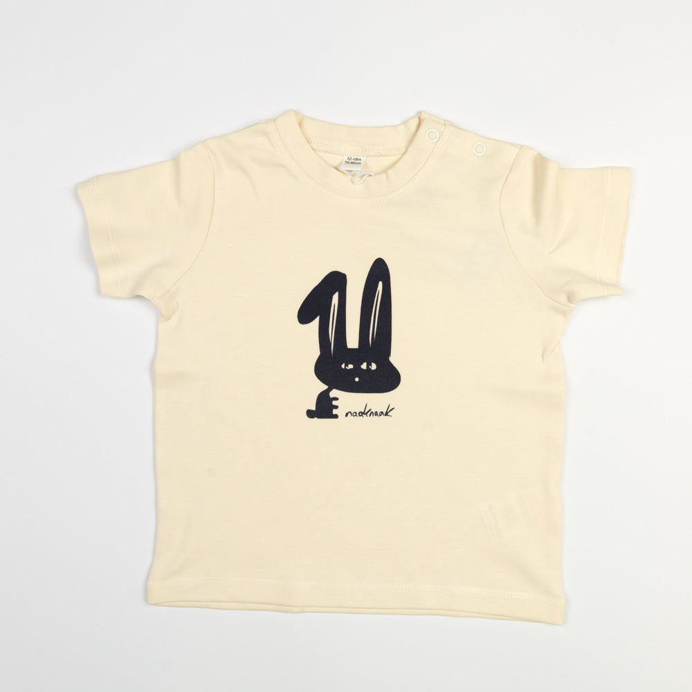 Baby T-Shirt aus Bio Baumwolle mit niedlichem Hasen Druck aus flauschigem Flock, unisex babykleidung, baby Geschenk geburt