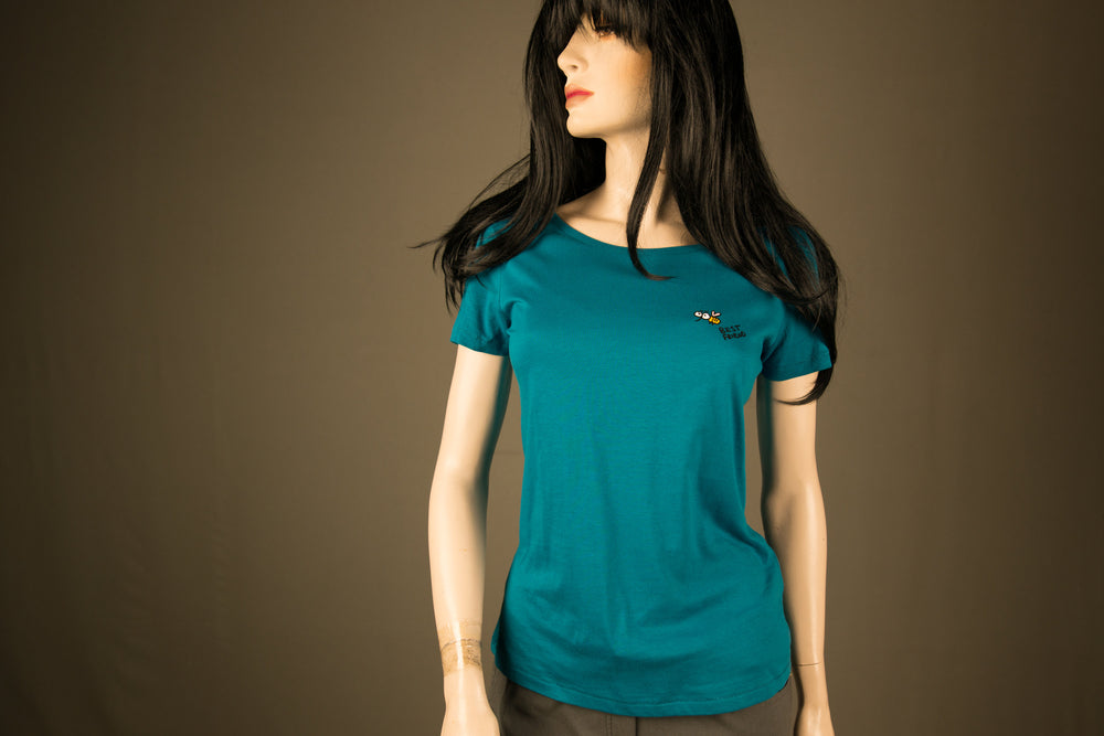 T-Shirt für Frauen mit Biene, lustiges beste Freunde Motiv Bio Shirt, Motiv aus Flock Farbe petrol + weitere Farben