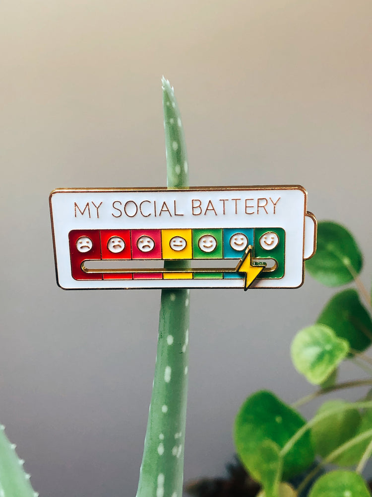 Social Battery Emaille Pin