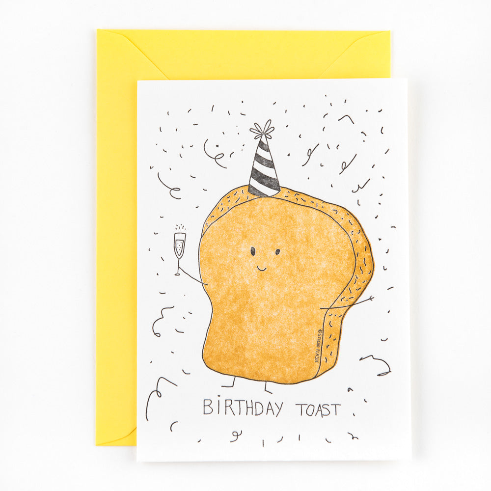 Birthday Toast Letterpress Postkarte