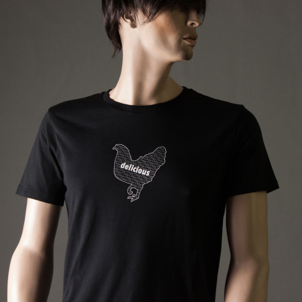 
                  
                    Chlorhuhn T-Shirt mit Huhn ttip shirt in Grau / Weiss FAIRWEAR - BIO - GOTS für Männer in Schwarz mit Print aus Flock
                  
                
