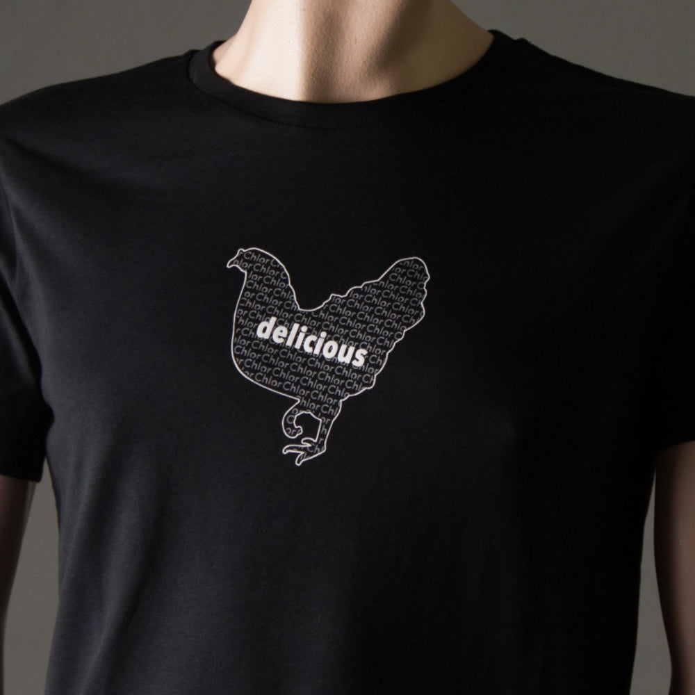 
                  
                    Chlorhuhn T-Shirt mit Huhn ttip shirt in Grau / Weiss FAIRWEAR - BIO - GOTS für Männer in Schwarz mit Print aus Flock
                  
                