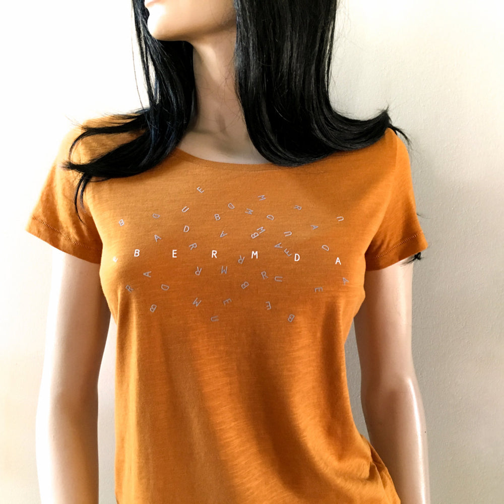 T-Shirt mit verschwundenem Buchstaben Bermuda für Männer und Frauen mit flauschigen Motiv - in weiss grau FAIR WEAR GOTS big bang theory