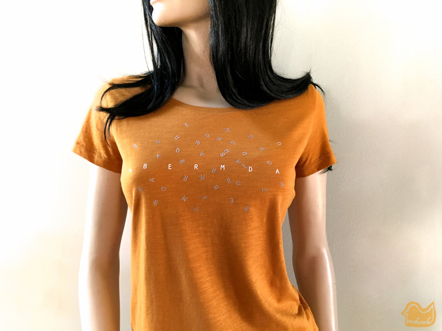 T-Shirt mit verschwundenem Buchstaben Bermuda für Männer und Frauen mit flauschigen Motiv - in weiss grau FAIR WEAR GOTS big bang theory