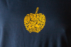 Think Different Männer Longsleeve langarm Shirt mit Apfel aus Bananen Motiv in Gelb Apple nerd shirt in Dunkelblau Navy Print aus Flock
