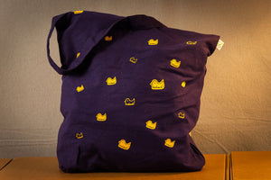 Lila Baumwollbeutel mit gelben Enten Vogel Muster Tasche Einkaufstasche  Ente mit flauschigen Motiv - in gelb - Shopper + Farbwahl