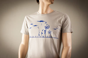 Bio Shirt für Männer cooles T-shirt Military Bio und Fair hergestellt Flieger blow away tshirt mit Motiv aus flock königsblau frühling