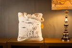 Coole Einkaufstasche mit Pusteblume Aufdruck / Jutebeutel Farbe natur beige -  Motiv hellgrau mit Pusteblumen und Flugzeug