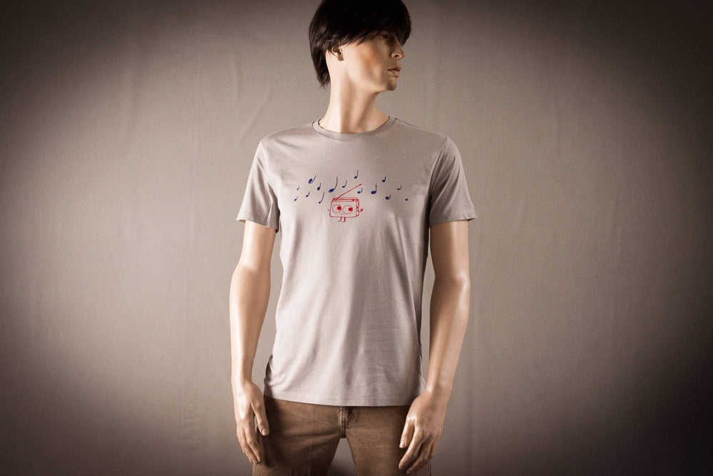 Radio T-Shirt für Herren / Unisex (rot-blauer Druck)
