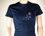T-Shirt in dunkelblau für Männer mit flauschigen Motiv - Bermuda Viereck in weiss von naaknaak FAIR WEAR GOTS geometrisches Motiv