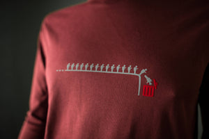 Langarm T-Shirt handy lemminge für Männer Bio Shirt bordeaux rot mit mülleimer Druck longsleeve Motiv aus Flock  + weitere Farben
