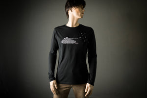 Langarm T-Shirt Panzer Vögel für Männer Bio Shirt lang schwarz longsleeve mit Motiv aus Flock, anti krieg long sleeve + weitere Farben