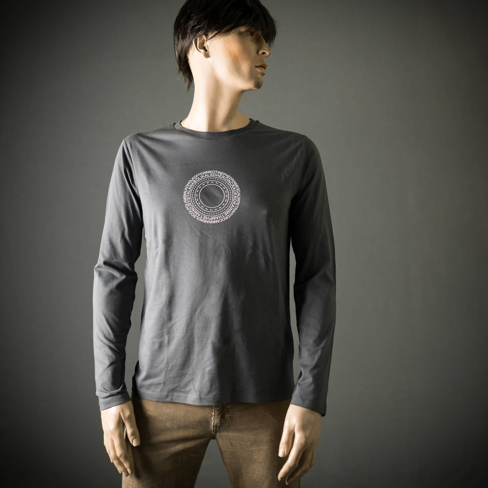 Langarm T-Shirt Drogenring für Männer Bio Shirt dunkelgrau grau mit Drogen Ring Druck longsleeve Motiv aus Flock in weiss + weitere Farben