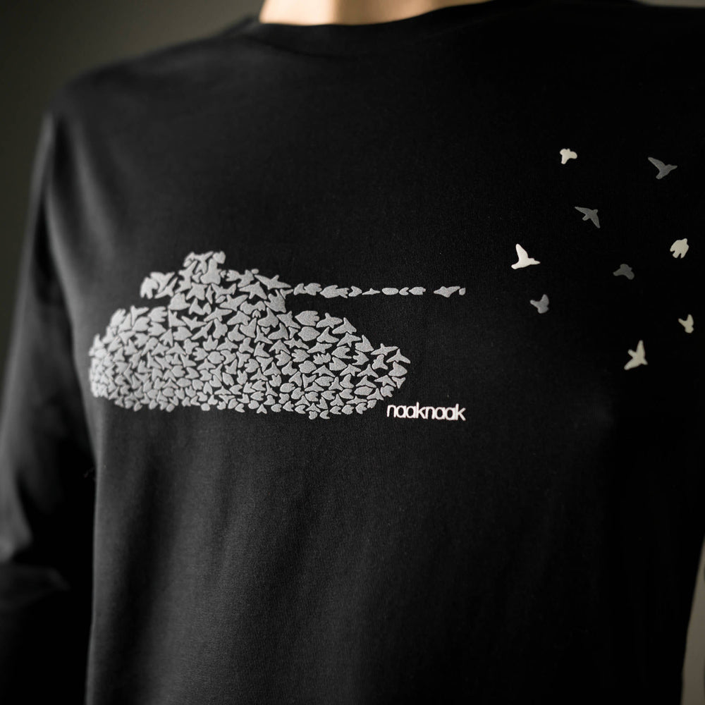 
                  
                    Langarm T-Shirt Panzer Vögel für Männer Bio Shirt lang schwarz longsleeve mit Motiv aus Flock, anti krieg long sleeve + weitere Farben
                  
                