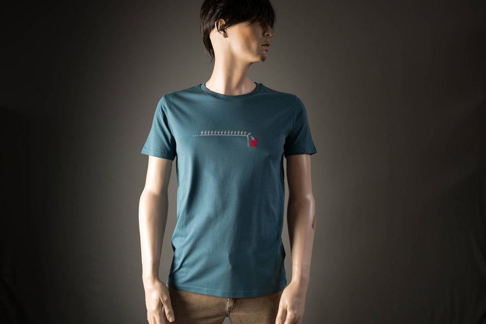 Männer T-Shirt Handy Lemminge  Bio Shirt petrol blau mit lustigem Druck Motiv aus Flock für smartphone süchtige   + weitere Farben