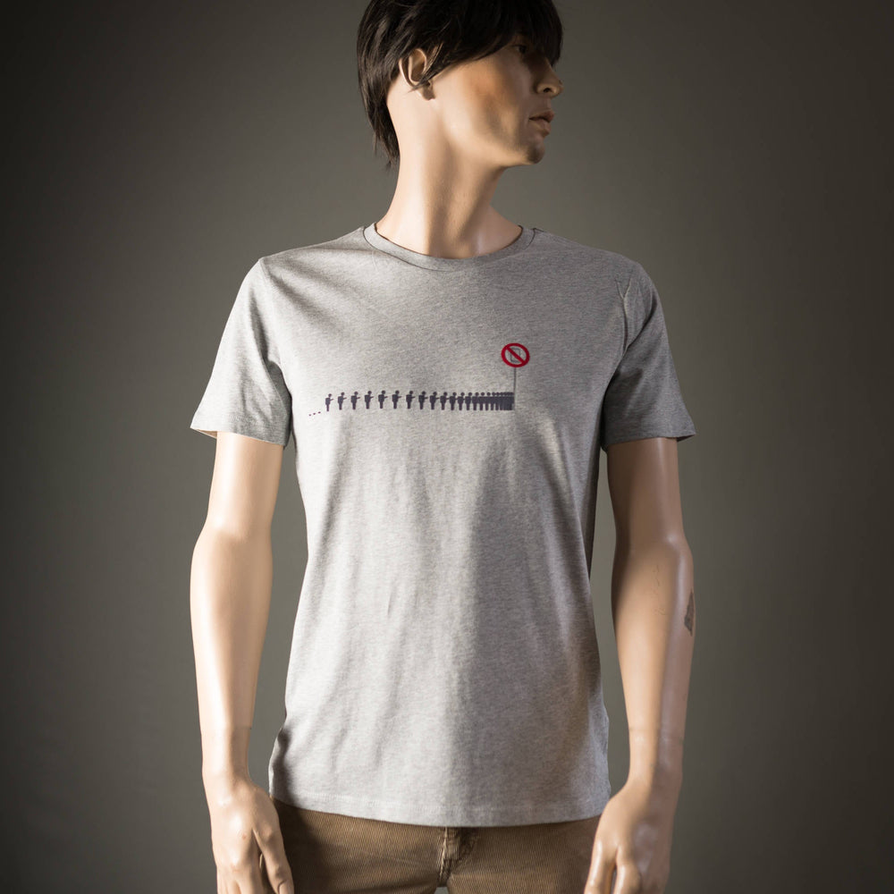 Lustiges Männer T-Shirt Lemminge Bio Shirt mit lustigem handy Druck Motiv aus Flock für smartphone süchtige grau meliert  + weitere Farben
