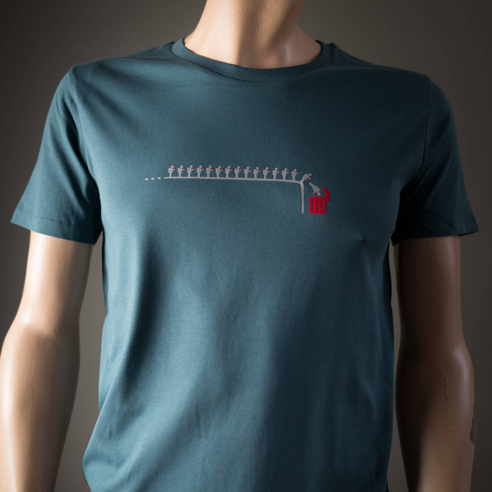 Männer T-Shirt Handy Lemminge  Bio Shirt petrol blau mit lustigem Druck Motiv aus Flock für smartphone süchtige   + weitere Farben