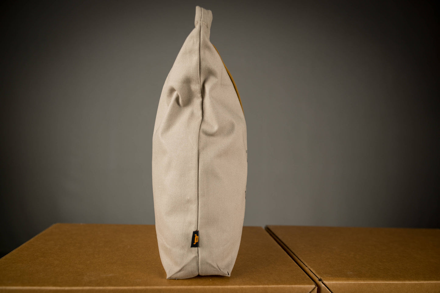 Stabile Einkaufstasche mit Reissverschluss, braune velour Leder Henkel, süsser Toaster mit Herzen Motiv flock Aufdruck, Jutebeutel Geschenk