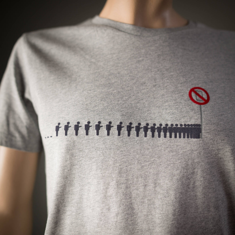 Lustiges Männer T-Shirt Lemminge Bio Shirt mit lustigem handy Druck Motiv aus Flock für smartphone süchtige grau meliert  + weitere Farben