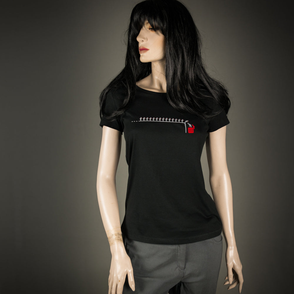 
                  
                    Damen T-Shirt handy lemminge für Frauen Bio Shirt schwarz mit smartphone süchtigen menschen piktogram Motiv aus Flock  + weitere Farben
                  
                