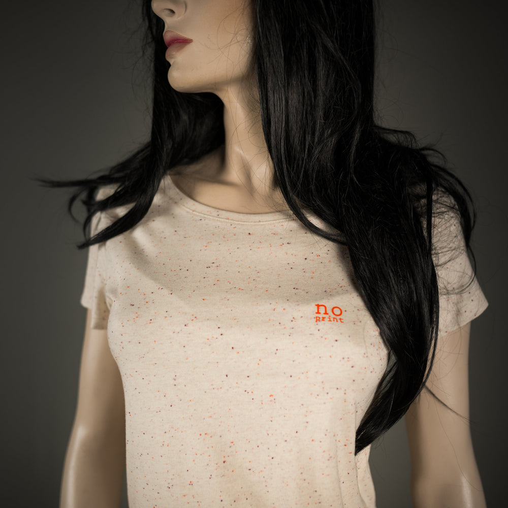 
                  
                    no Print bio Shirt für Frauen Damen t-Shirt mit tollem Muster aus Biobaumwolle oranger no print druck Farbe mandarine mit pünktchen
                  
                