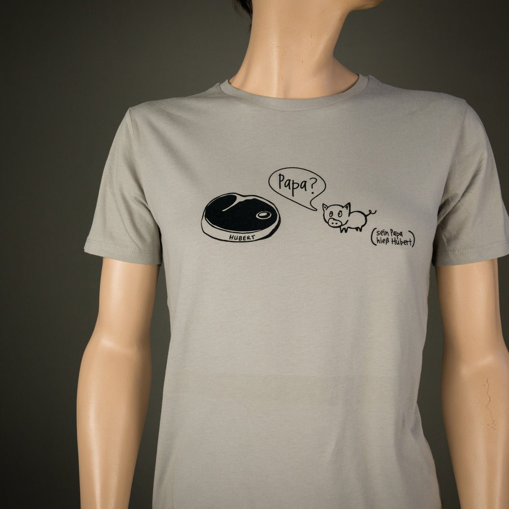 
                  
                    Vegan Shirt für Männer, Grillen Shirt, Papa Shirt, Humor Shirt, Hubert Schweine Steak Motiv Bio T-Shirt, toller Flock Druck, + Farbauswahl
                  
                