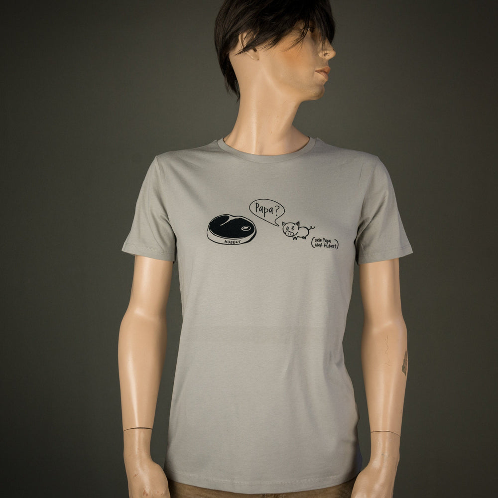 
                  
                    Vegan Shirt für Männer, Grillen Shirt, Papa Shirt, Humor Shirt, Hubert Schweine Steak Motiv Bio T-Shirt, toller Flock Druck, + Farbauswahl
                  
                