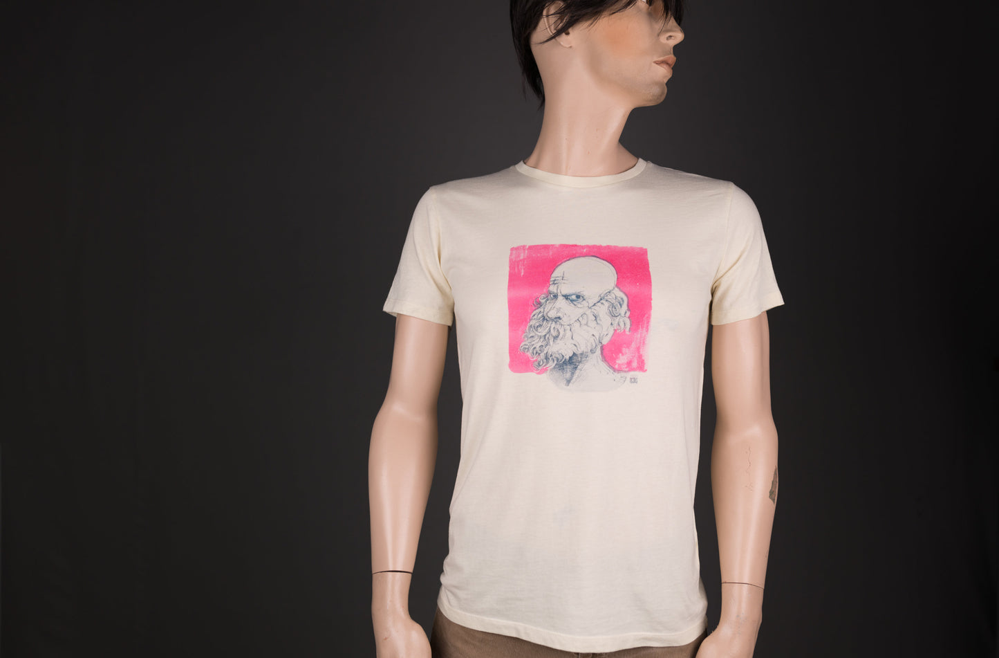Kunst T-Shirt Bärtiger Mann Portrait  BIO Shirt für Männer - Bart Tshirt belichtetes Motiv, absolutes Unikat, naaknaak Art Collection #1