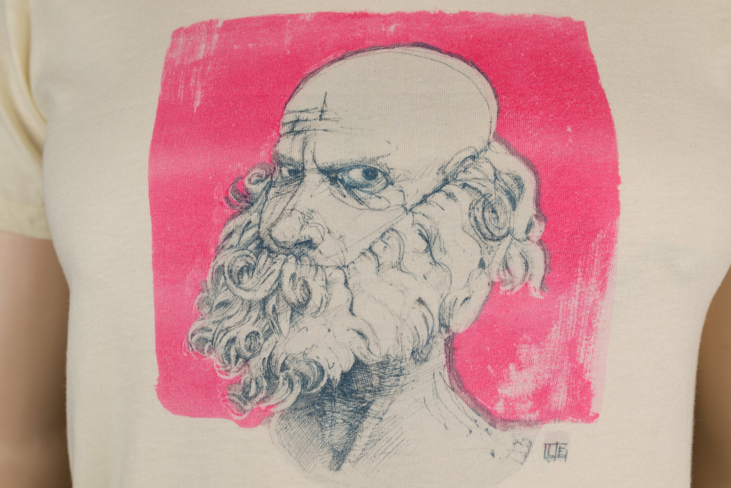 Kunst T-Shirt Bärtiger Mann Portrait  BIO Shirt für Männer - Bart Tshirt belichtetes Motiv, absolutes Unikat, naaknaak Art Collection #1