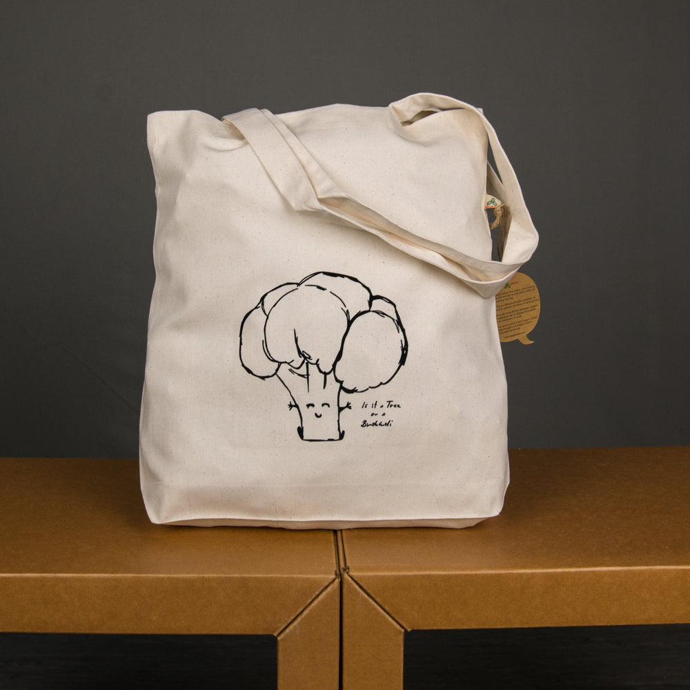 
                  
                    Einkaufstasche mit Brokkoli Aufdruck, Gemüse Jutebeutel für veganer Farbe natur beige Stoffbeutel aus Biobaumwolle, Tasche für den Einkauf
                  
                