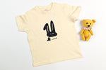 Baby T-Shirt aus Bio Baumwolle mit niedlichem Hasen Druck aus flauschigem Flock, unisex babykleidung, baby Geschenk geburt
