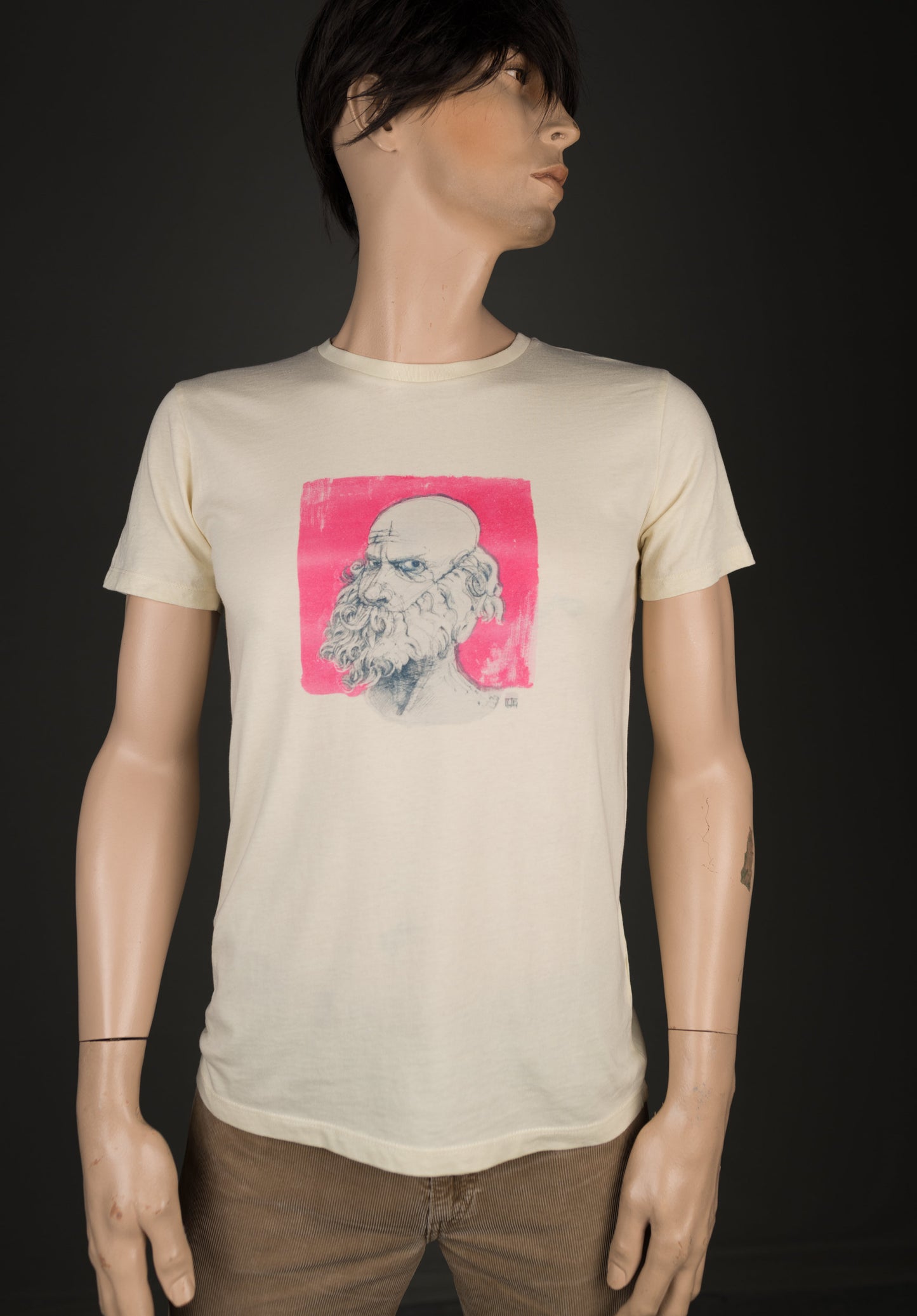Kunst T-Shirt Bärtiger Mann Portrait  BIO Shirt für Männer - Bart Tshirt belichtetes Motiv, absolutes Unikat, naaknaak Art Collection #1