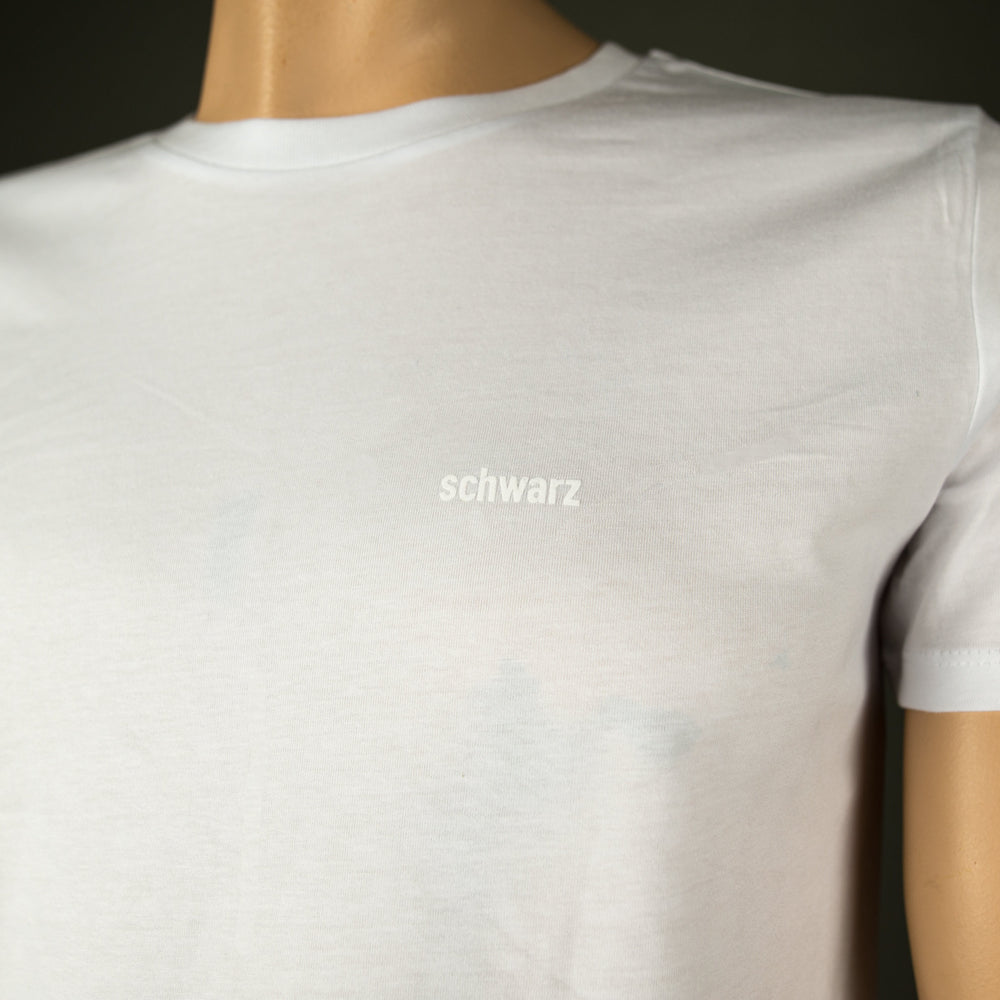 
                  
                    Schwarzes T-Shirt für Männer aus Biobaumwolle mit minimalistischem Brustlogo aus Flock in weiss motto shirt
                  
                