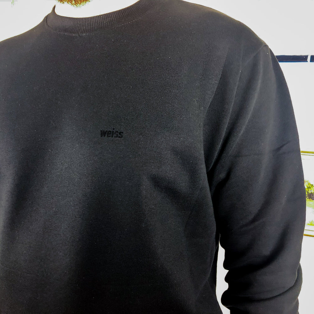 
                  
                    Weisses Sweatshirt für Männer aus Biobaumwolle mit minimalistischem Brustlogo aus Flock schwarz, schwarzer pullover
                  
                