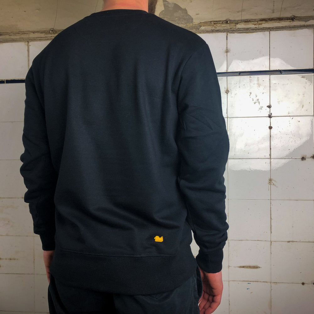 
                  
                    Weisses Sweatshirt für Männer aus Biobaumwolle mit minimalistischem Brustlogo aus Flock schwarz, schwarzer pullover
                  
                