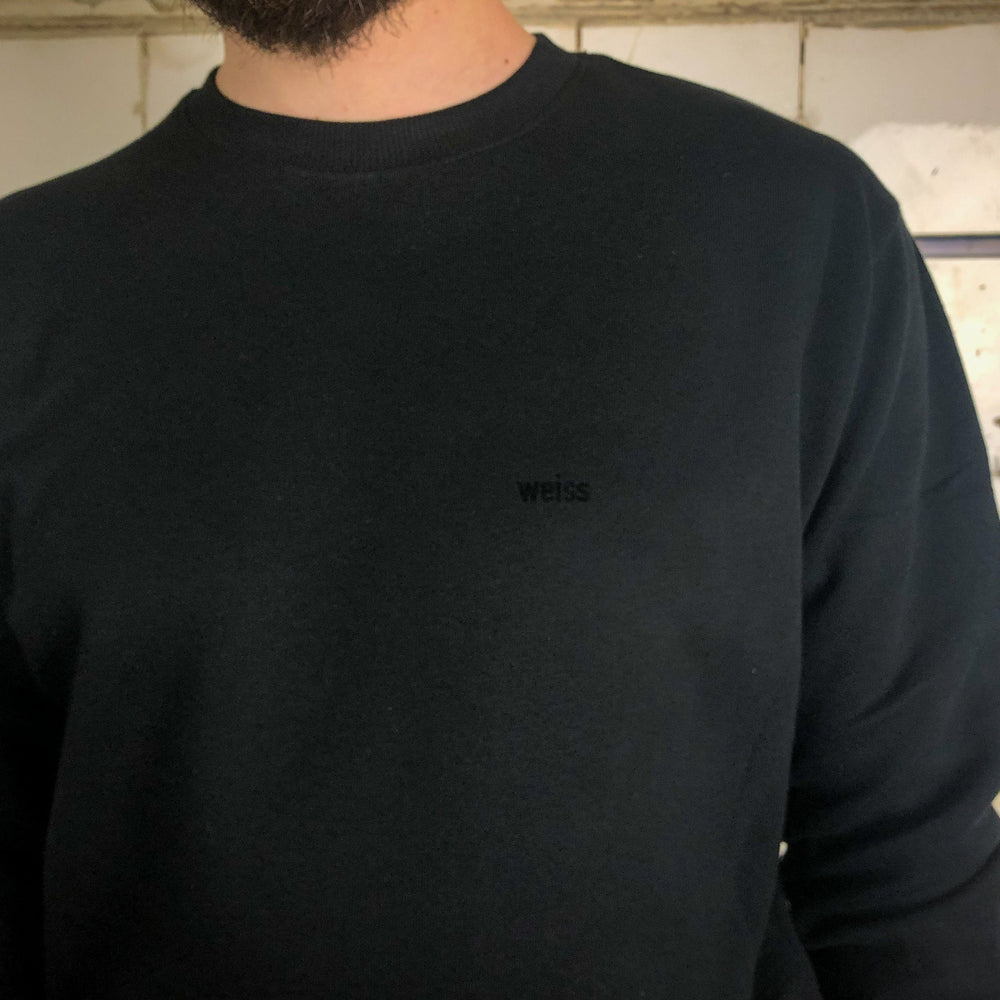 
                  
                    Weisses Sweatshirt für Männer aus Biobaumwolle mit minimalistischem Brustlogo aus Flock schwarz, schwarzer pullover
                  
                