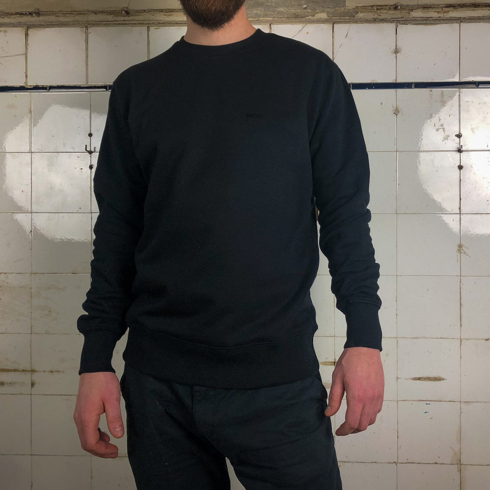 
                  
                    Weisses Sweatshirt für Männer aus Biobaumwolle mit minimalistischem Brustlogo aus Flock schwarz, schwarzer pullover
                  
                