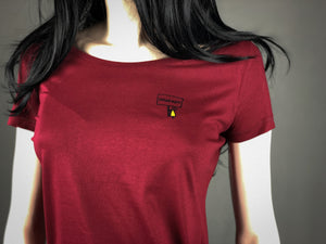 Damen T-Shirt Dagegen Bio Shirt Demo bordeaux rot mit lustigem Druck Spruch Motiv aus Flock   + weitere Farben