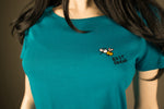 T-Shirt für Frauen mit Biene, lustiges beste Freunde Motiv Bio Shirt, Motiv aus Flock Farbe petrol + weitere Farben