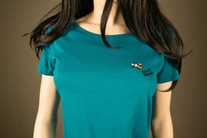 
            
                Load image into Gallery viewer, T-Shirt für Frauen mit Biene, lustiges beste Freunde Motiv Bio Shirt, Motiv aus Flock Farbe petrol + weitere Farben
            
        