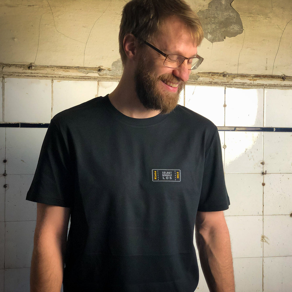 Selbstbewusstlos Männer T-Shirt Bio Shirt schwarz mit lustigem Druck Motiv aus Flock Humor Shirt + weitere Farben